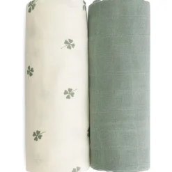Doeken & Luiers*Prénatal hydrofiele multidoeken klavertjes 2 stuks groen