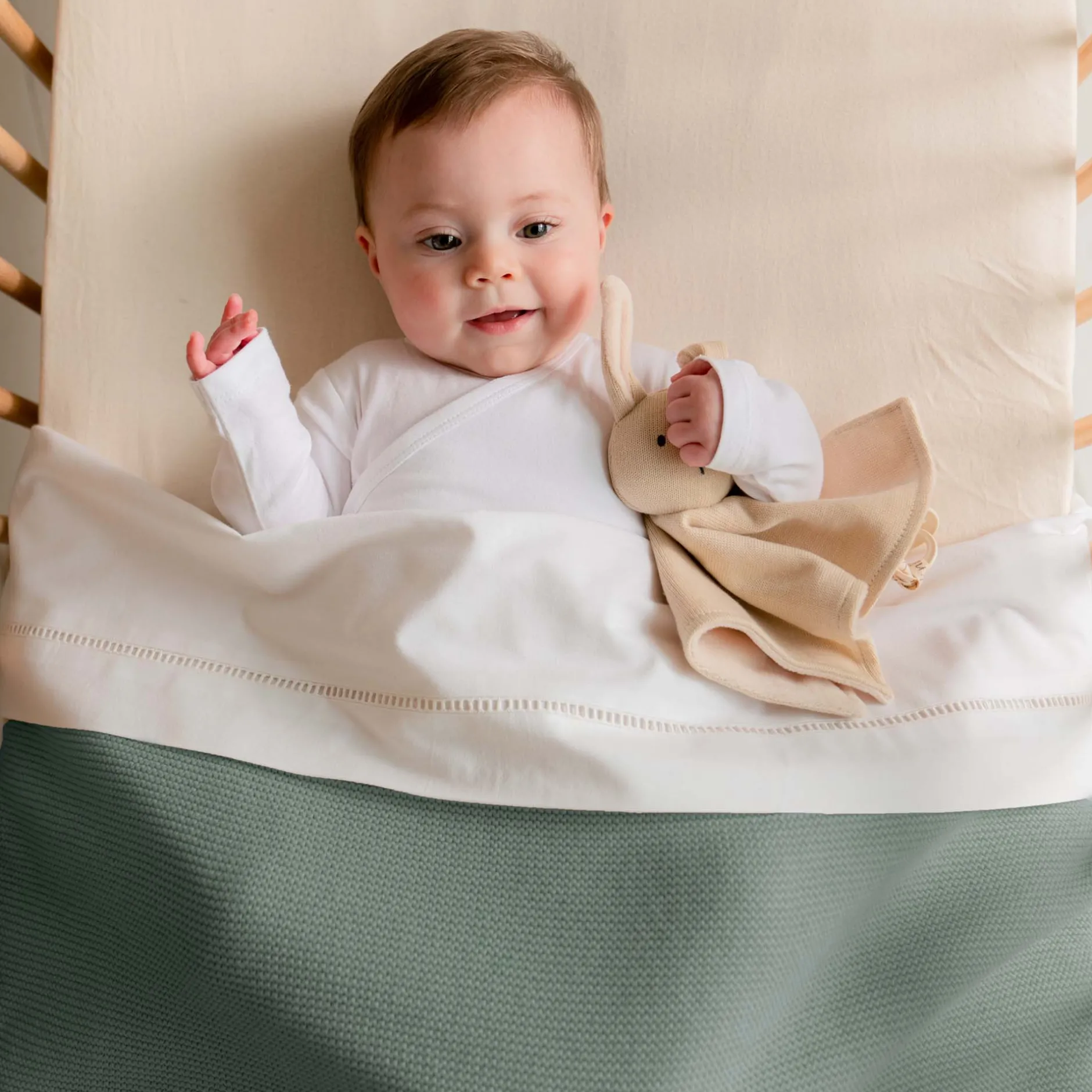 Dekens*Prénatal ledikantdeken Little Knits groen