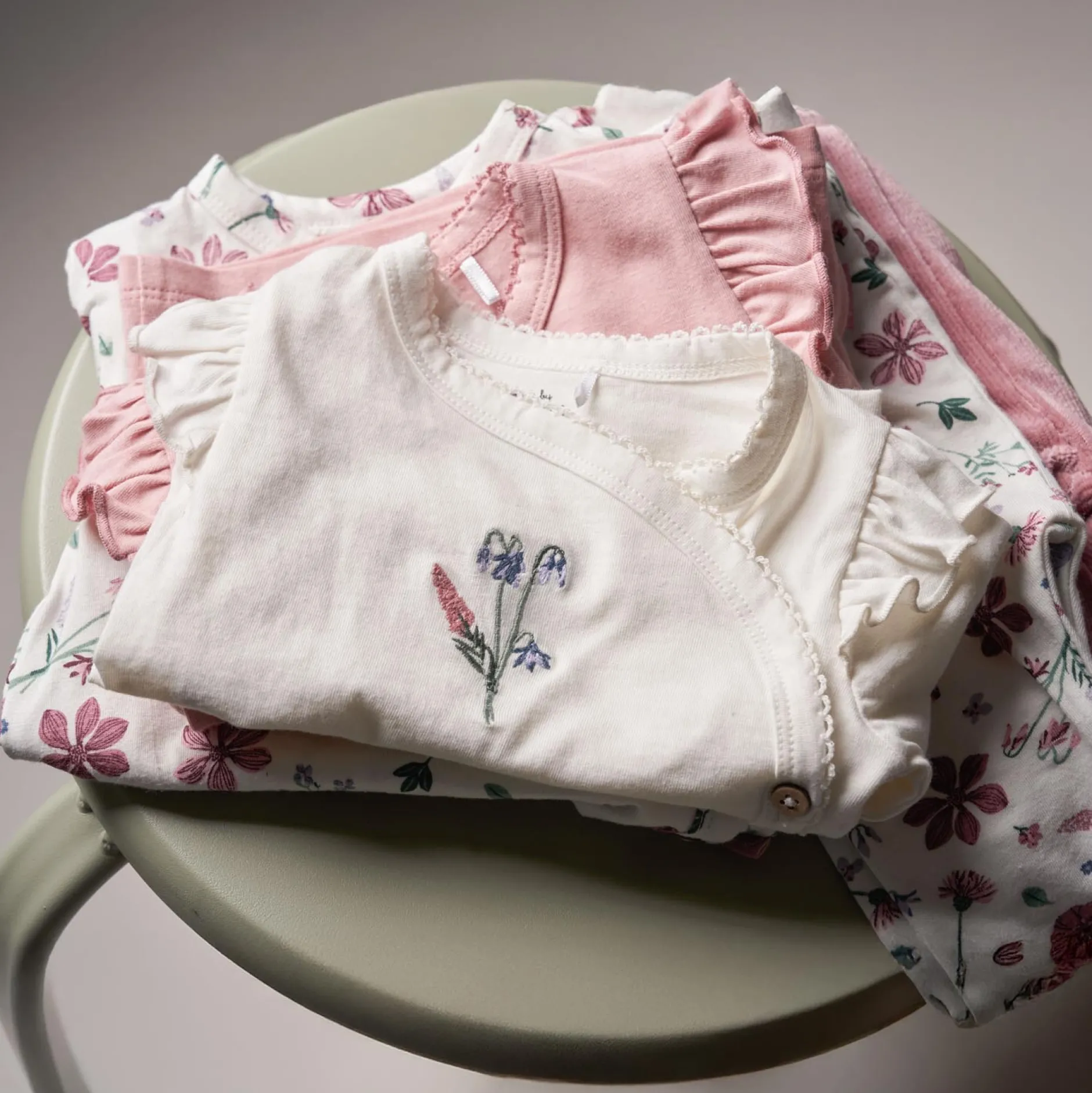 Broeken|Shirts & Vesten*Prénatal Limited newborn jurk & overslag shirt Dark Greenshade