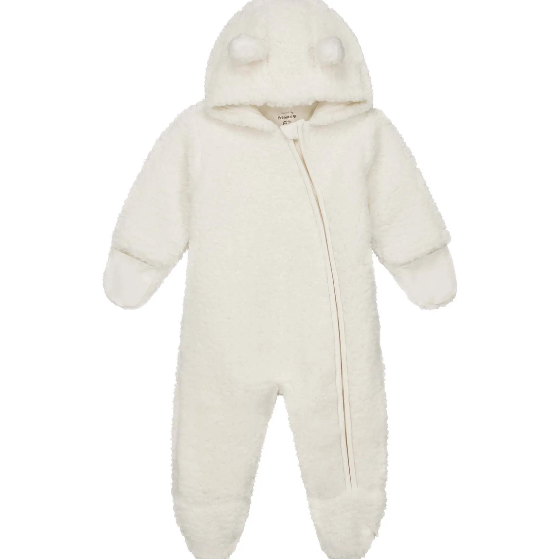 Boxpakjes|Boxpakjes & Jumpsuits*Prénatal newborn berenpak teddy lange mouwen effen wit Ivory White