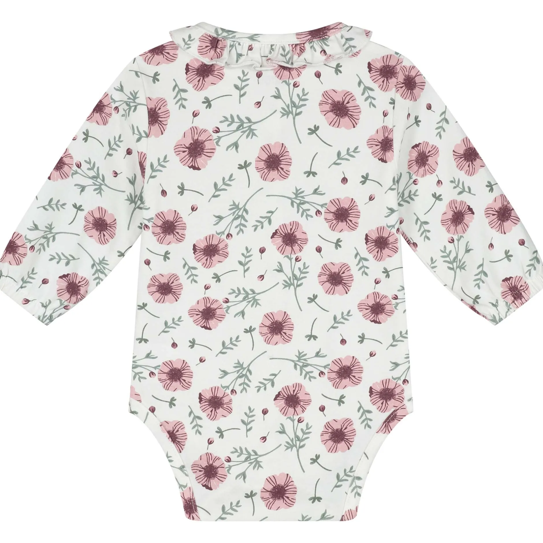 Rompers|Overslagrompers*Prénatal newborn body lange mouwen bloemen wit Ivory White