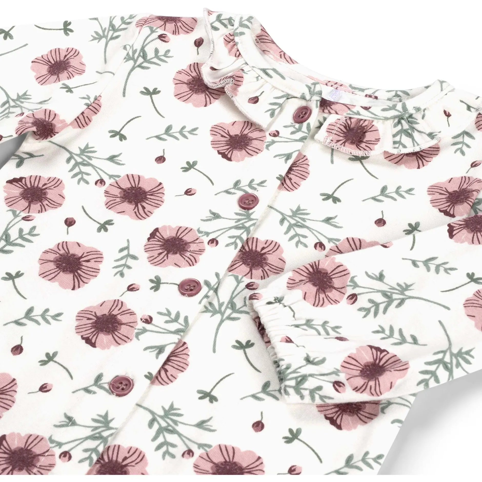 Rompers|Overslagrompers*Prénatal newborn body lange mouwen bloemen wit Ivory White