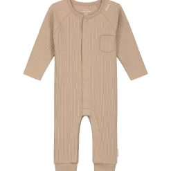 Boxpakjes|Boxpakjes & Jumpsuits*Prénatal newborn boxpakje rib lange mouwen effen taupe Soft Taupe Brown