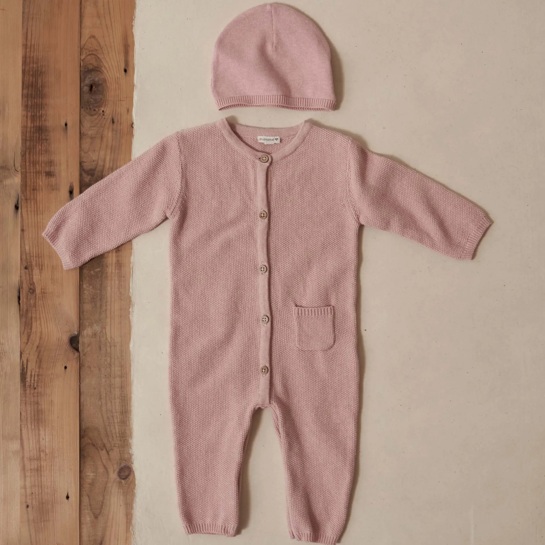Boxpakjes & Jumpsuits|Boxpakjes*Prénatal newborn boxpakje lange mouwen effen roze Pink Shade