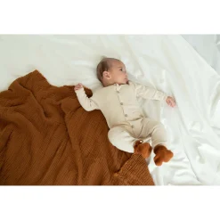 Boxpakjes|Boxpakjes & Jumpsuits*Prénatal newborn boxpakje Pure lange mouwen effen beige Dark Ecru Melange