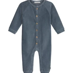 Boxpakjes|Boxpakjes & Jumpsuits*Prénatal newborn boxpakje velours lange mouwen effen blauw Steel Blue