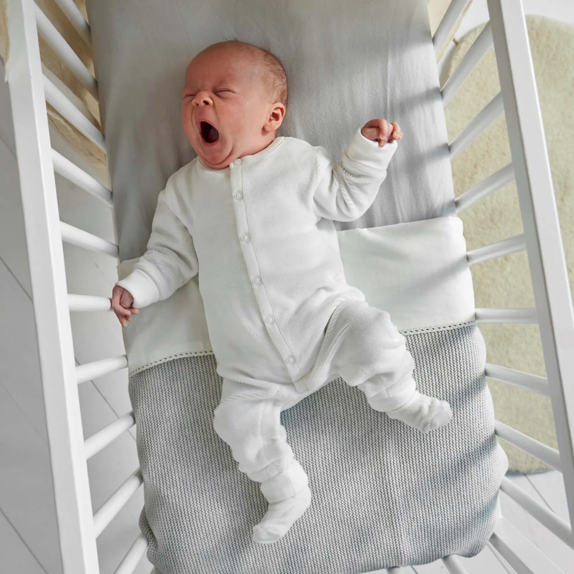 Boxpakjes|Boxpakjes*Prénatal newborn boxpakje rib velours lange mouwen effen wit Ivory White