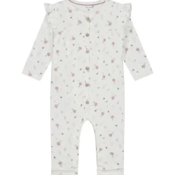 Boxpakjes & Jumpsuits|Boxpakjes*Prénatal newborn boxpakje lange mouwen bloemen wit Ivory White