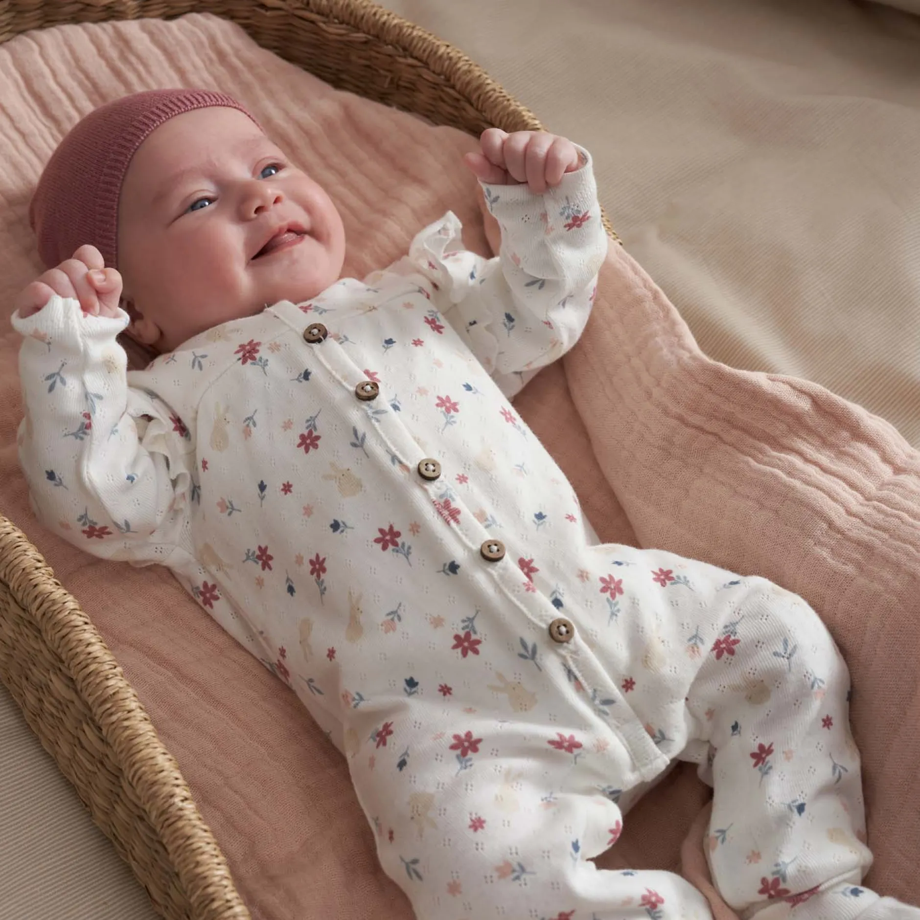 Boxpakjes & Jumpsuits|Boxpakjes*Prénatal newborn boxpakje lange mouwen bloemen wit Ivory White