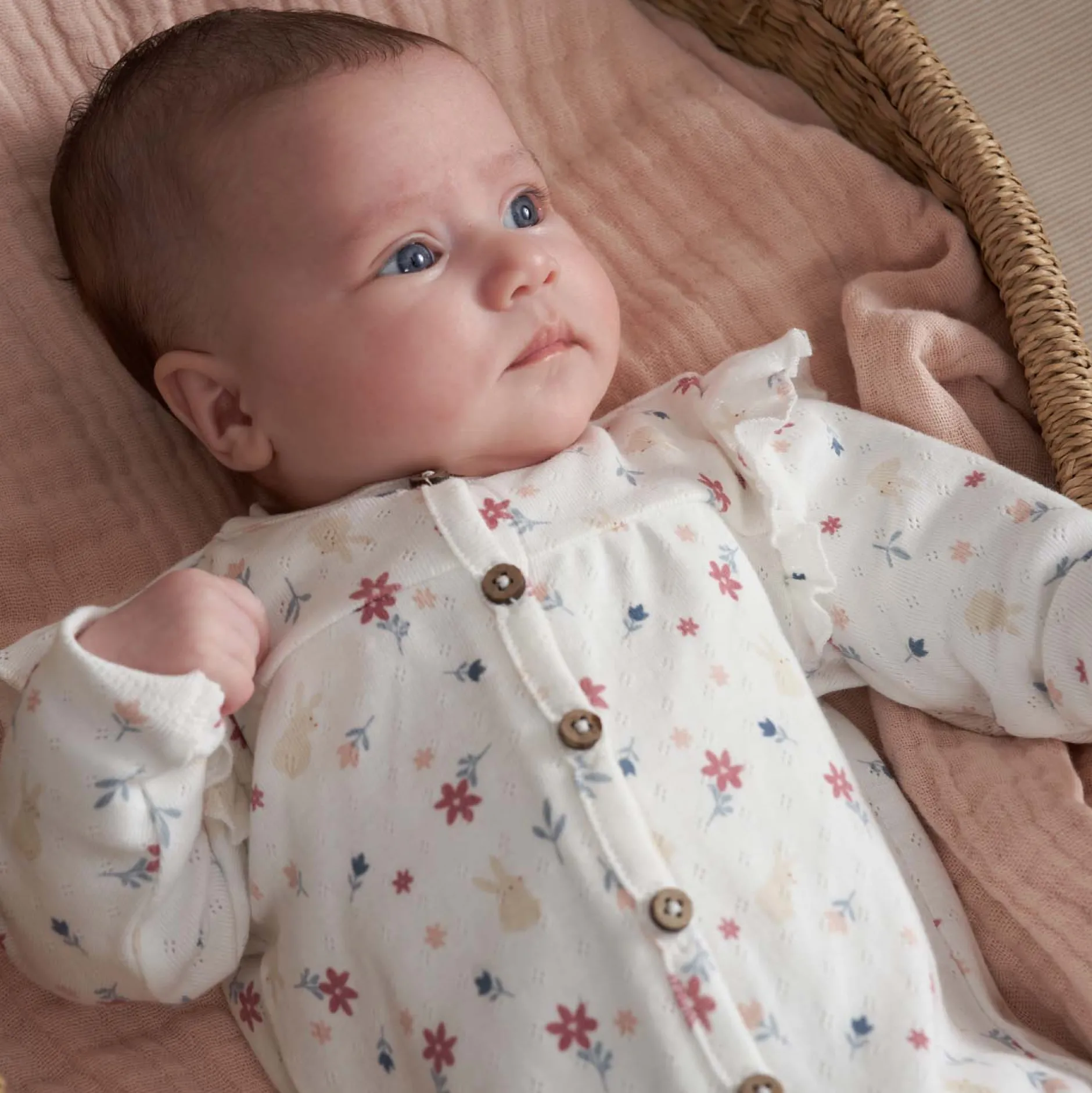 Boxpakjes & Jumpsuits|Boxpakjes*Prénatal newborn boxpakje lange mouwen bloemen wit Ivory White