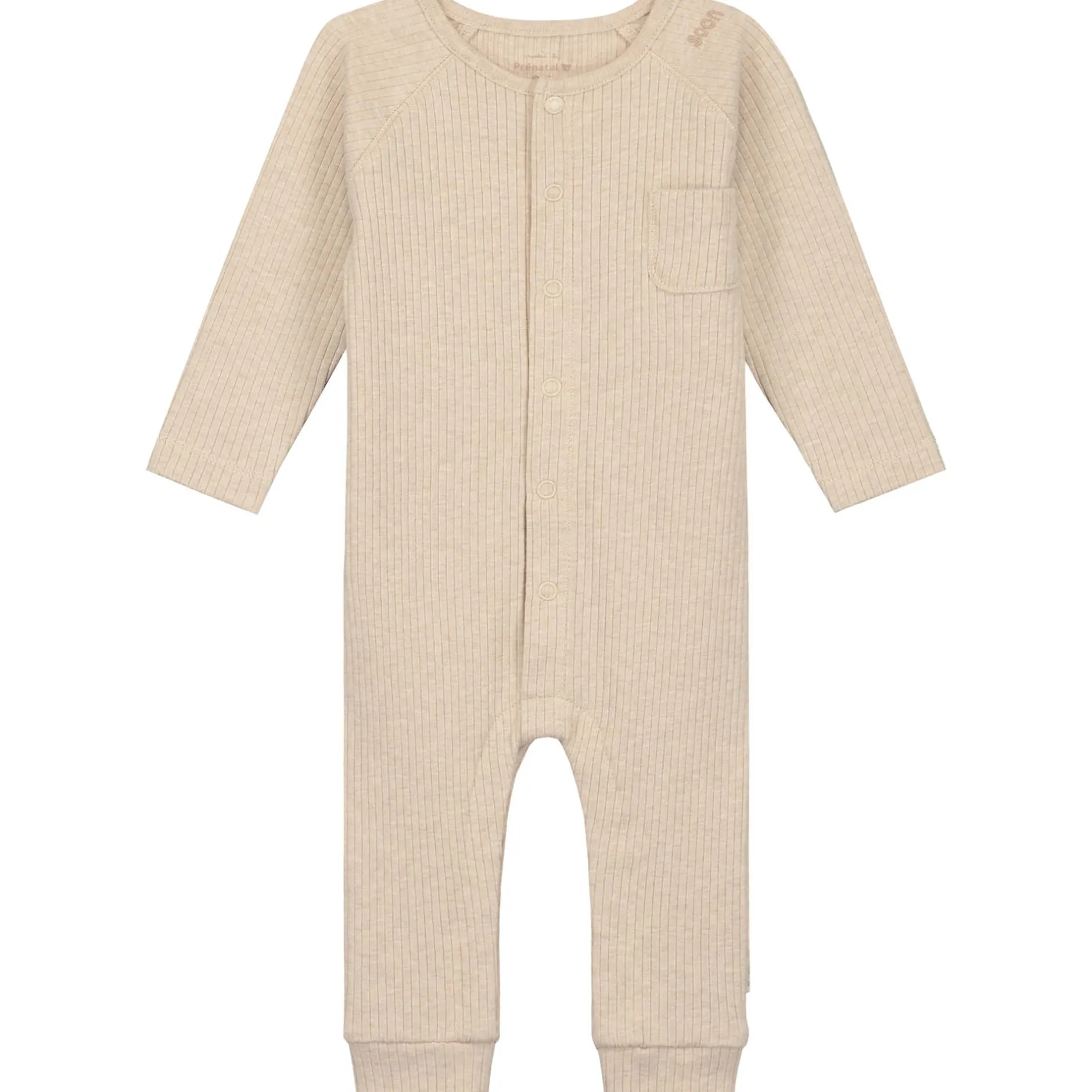Boxpakjes|Boxpakjes & Jumpsuits*Prénatal newborn boxpakje rib lange mouwen effen beige Beigebrown