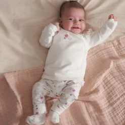 Broeken & Leggings|Broeken*Prénatal newborn broek  bloemen wit Ivory White
