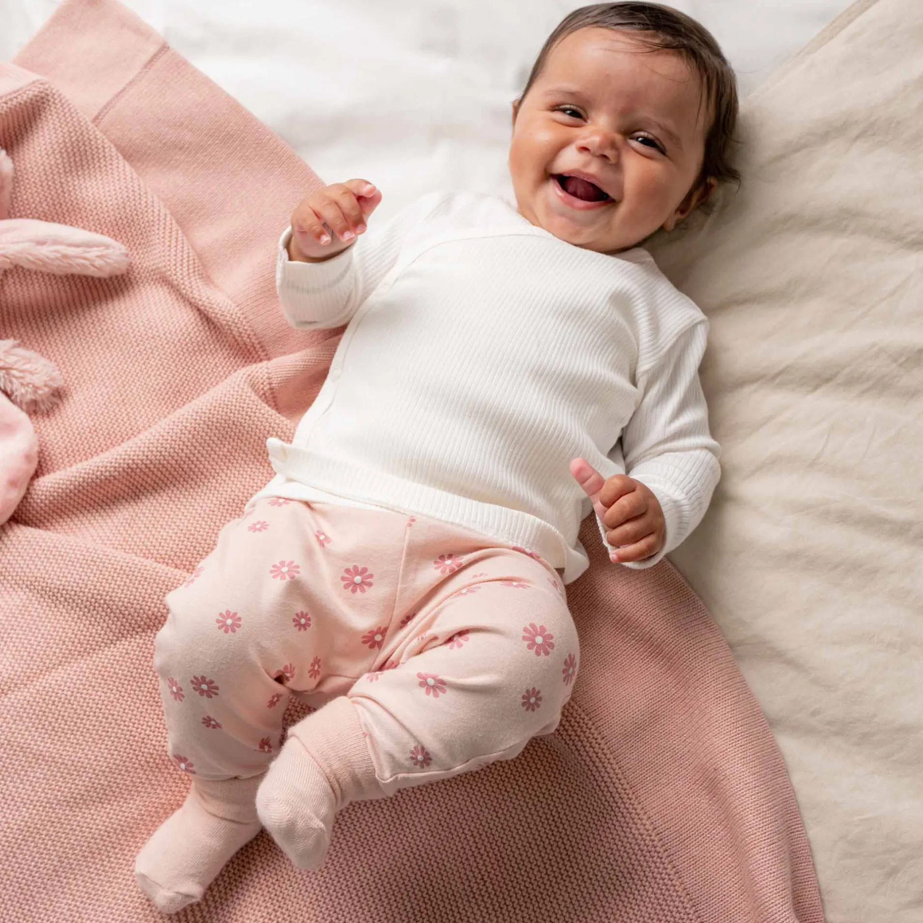 Broeken & Leggings|Broeken*Prénatal newborn broek bloemen roze Powder Pink
