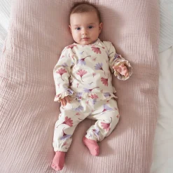 Broeken & Leggings|Broeken*Prénatal newborn broek bloemen beige Dark Ecru