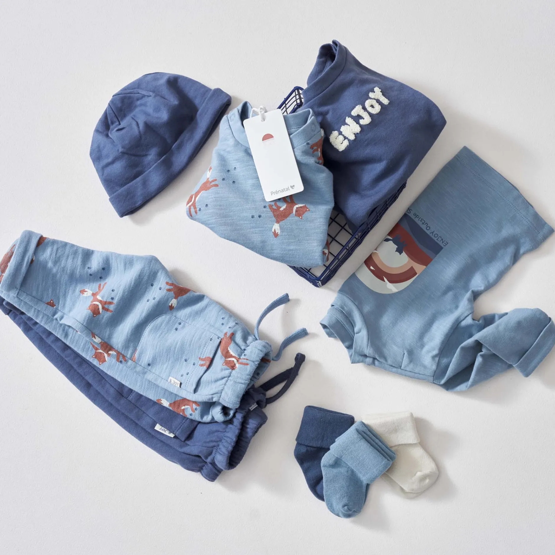 Broeken & Tuinbroeken|Broeken & Leggings*Prénatal newborn broek dierenprint blauw Powder Blue