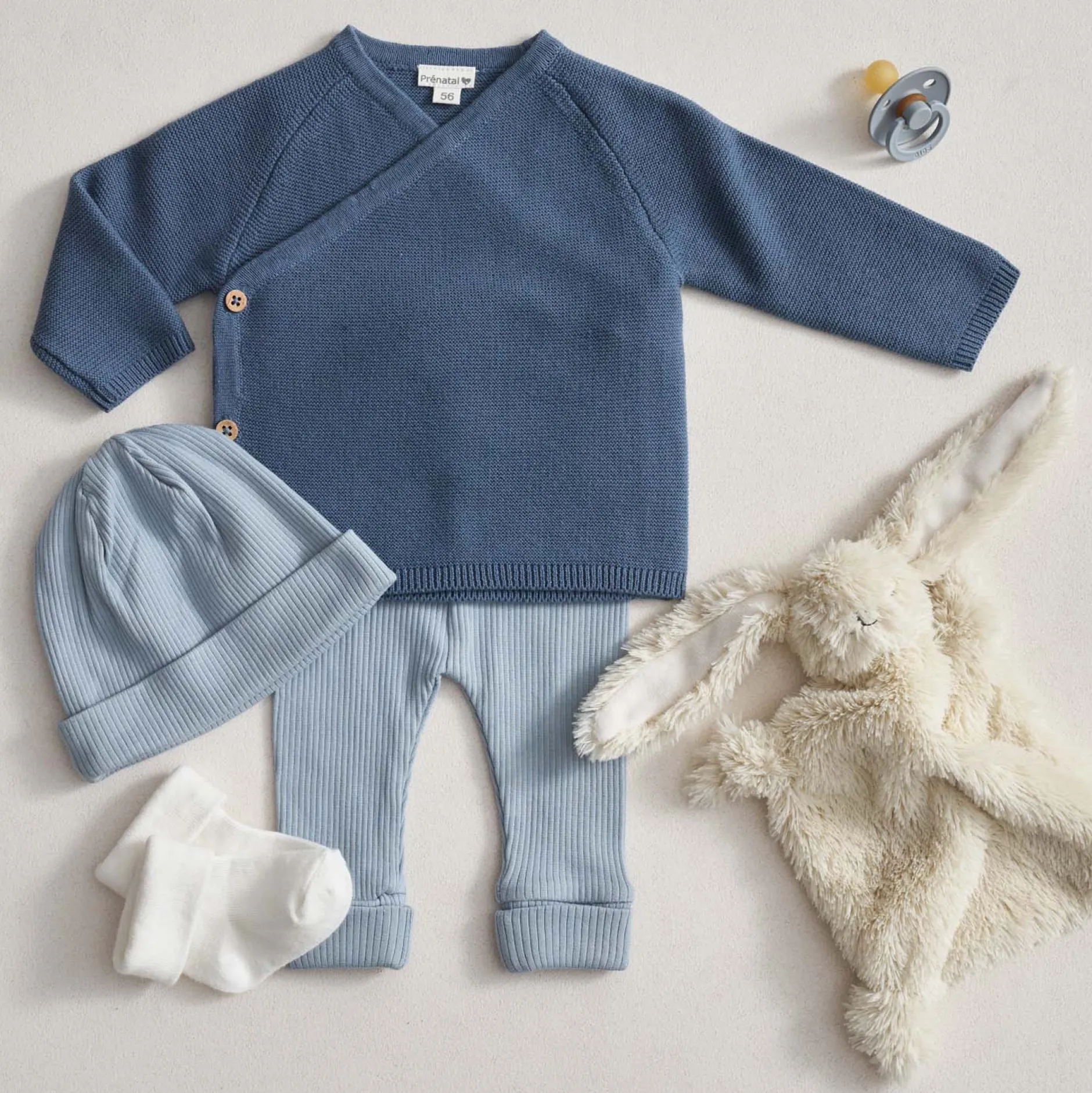 Broeken & Tuinbroeken|Broeken & Leggings*Prénatal newborn broek rib effen blauw Steel Blue
