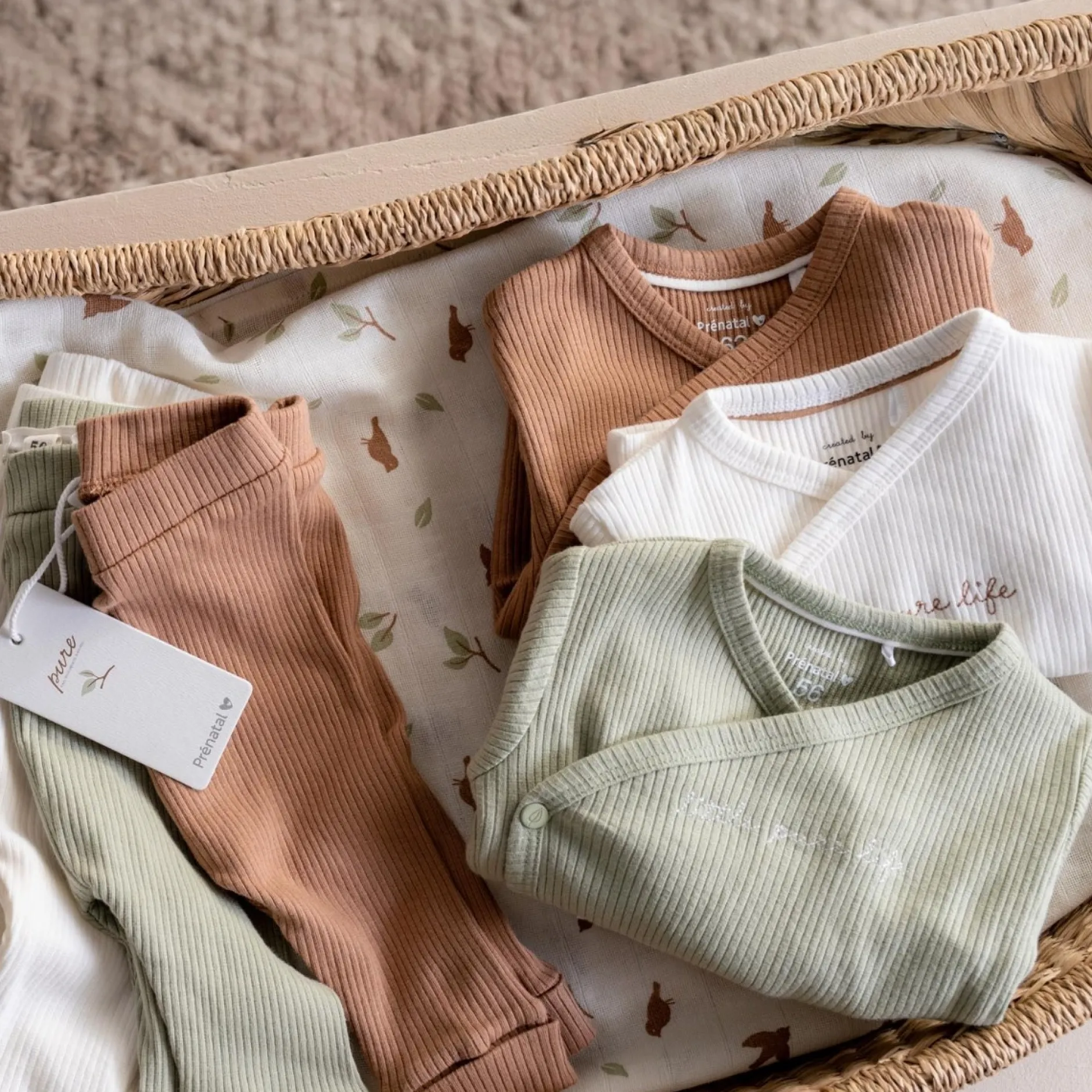 Broeken & Tuinbroeken|Broeken & Leggings*Prénatal newborn broek rib Pure effen bruin Dark Sand Brown