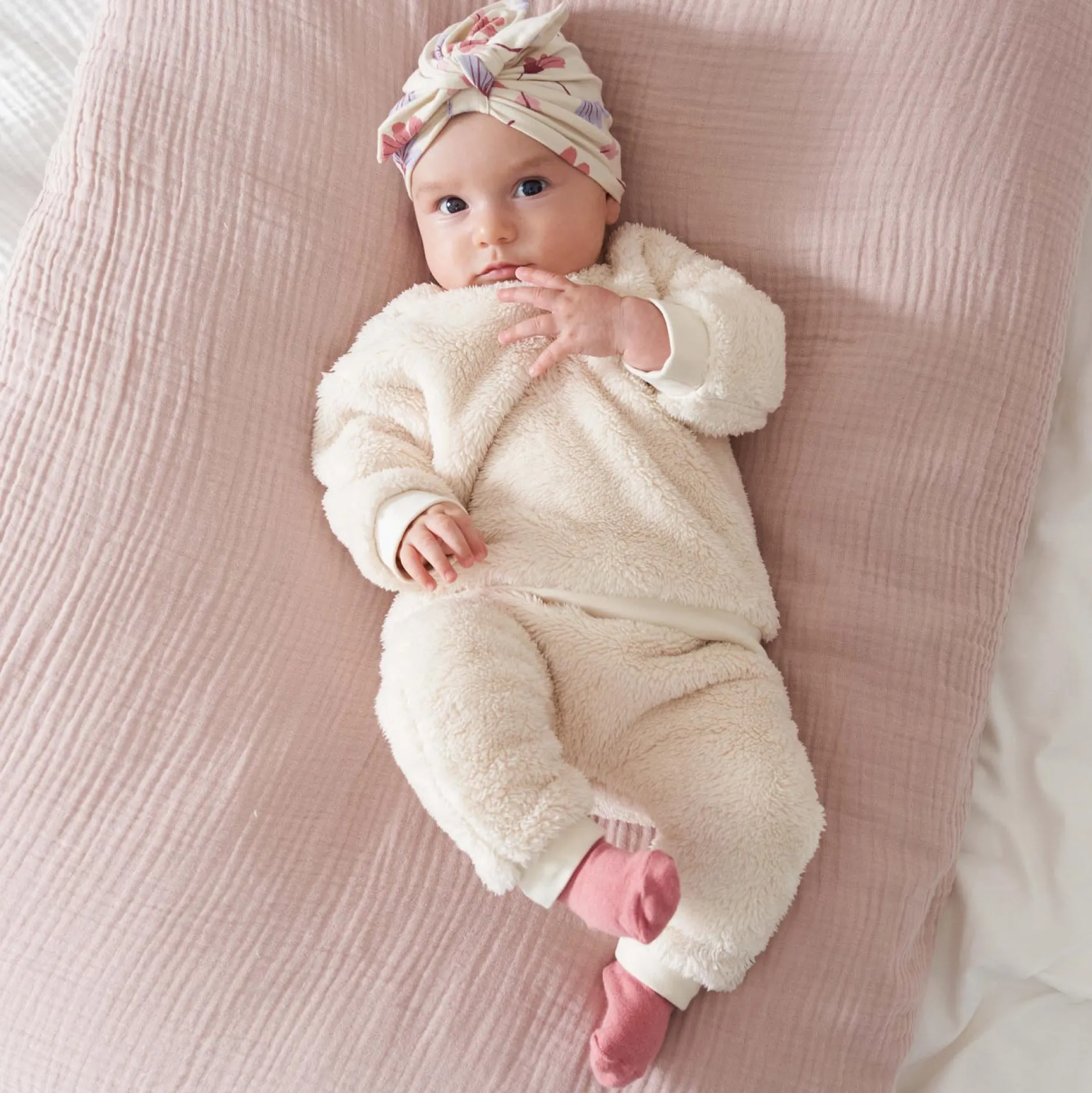 Broeken & Tuinbroeken|Broeken & Leggings*Prénatal newborn broek teddy effen wit Dark Ecru