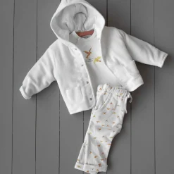 Jassen|Jassen*Prénatal newborn jas rib velours effen wit Ivory White
