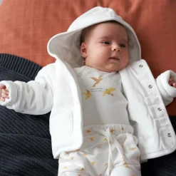 Jassen|Jassen*Prénatal newborn jas rib velours effen wit Ivory White