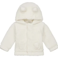 Jassen|Jassen*Prénatal newborn jas teddy lange mouwen effen wit Ivory White
