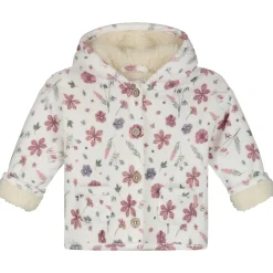 Jassen|Jassen*Prénatal newborn jas velours lange mouwen bloemen roze Ivory White