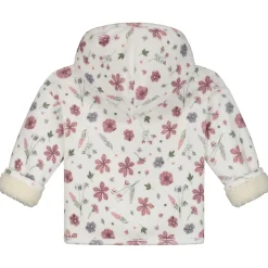 Jassen|Jassen*Prénatal newborn jas velours lange mouwen bloemen roze Ivory White