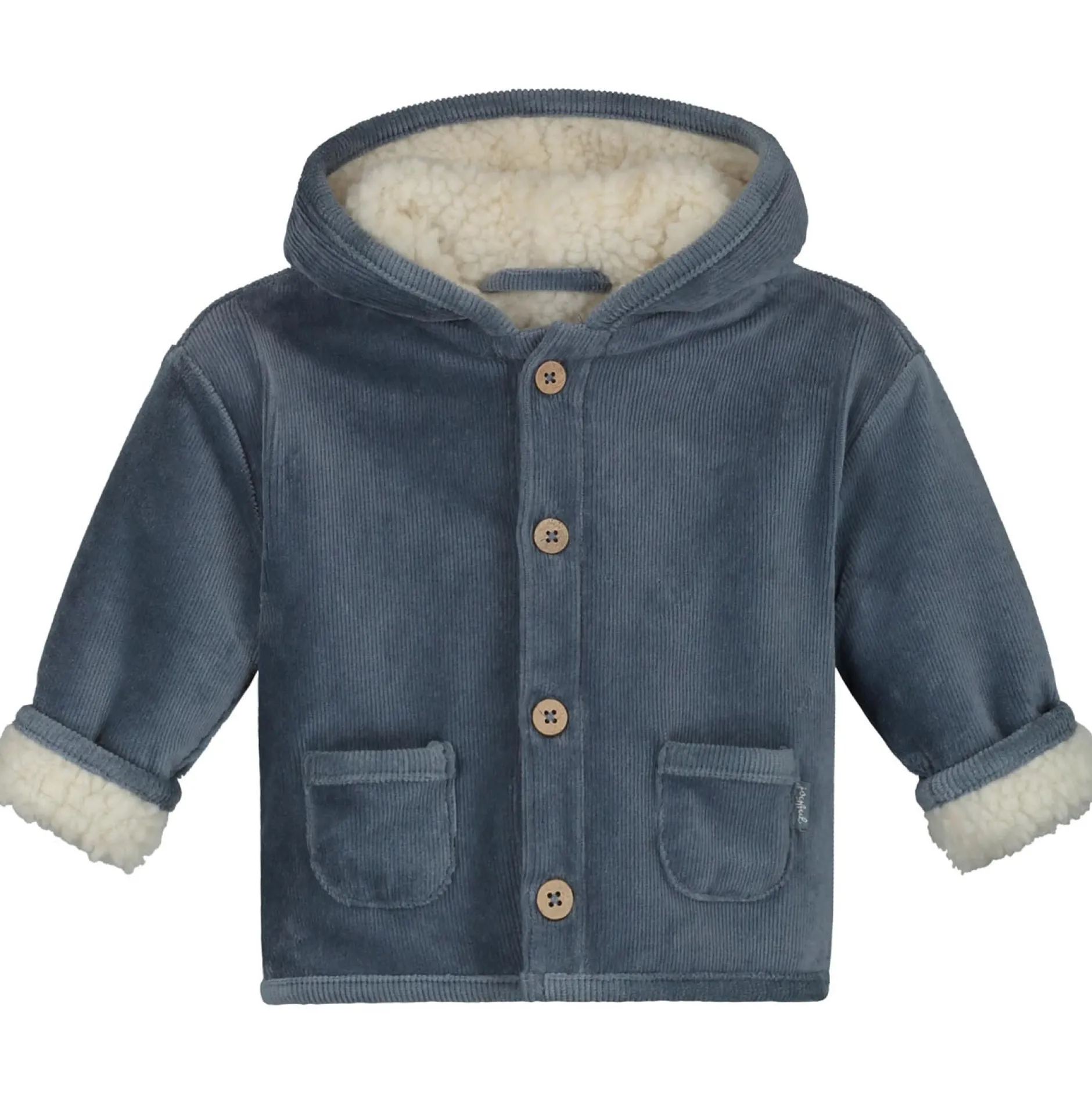 Jassen|Jassen*Prénatal newborn jas velours lange mouwen effen denim Steel Blue