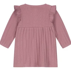 Jurken & Rokken|Jurken & Rokken*Prénatal newborn jurk ajour lange mouwen effen roze Violet Pink