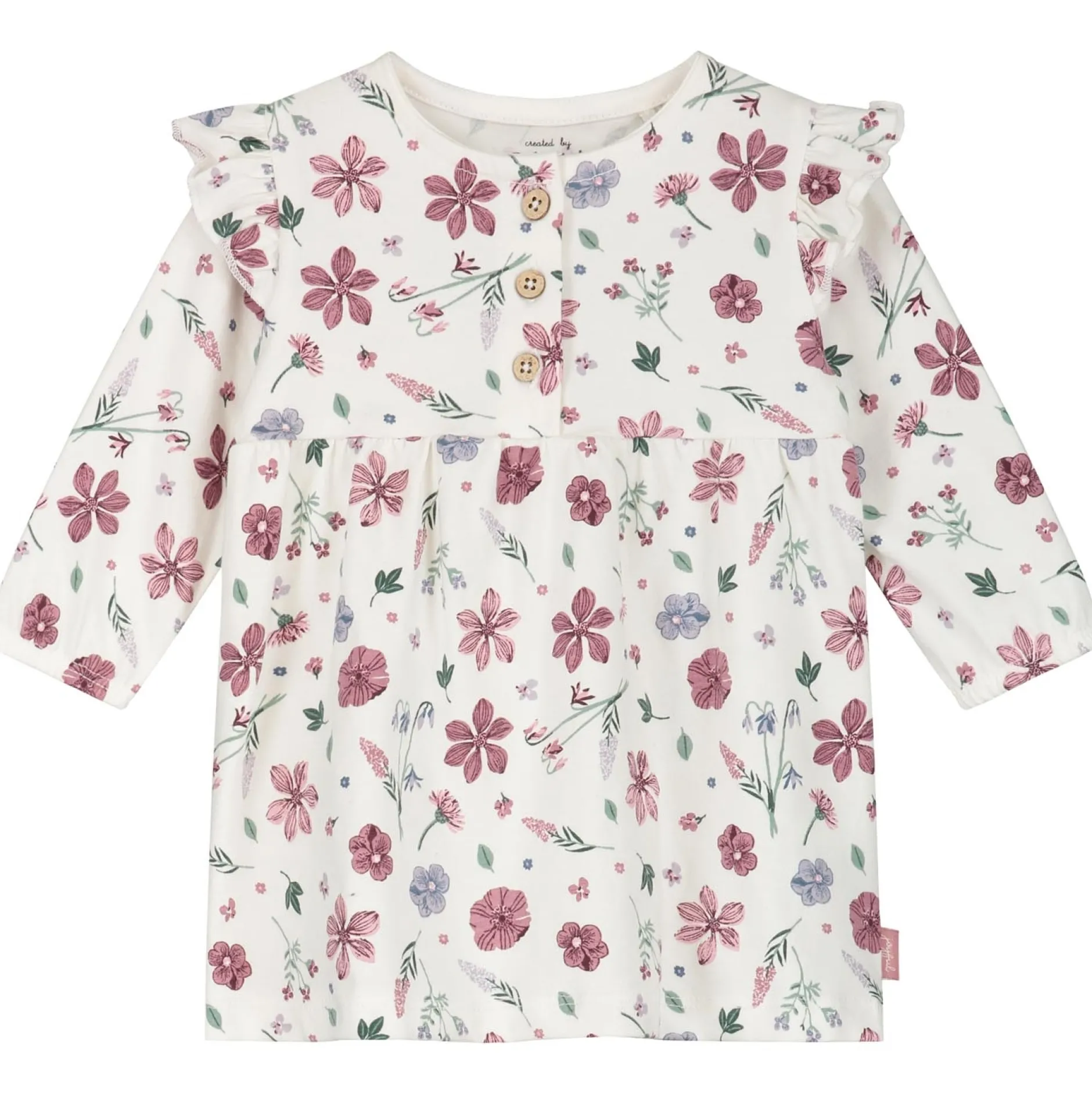 Jurken & Rokken|Jurken & Rokken*Prénatal newborn jurk lange mouwen bloemen multi Ivory White