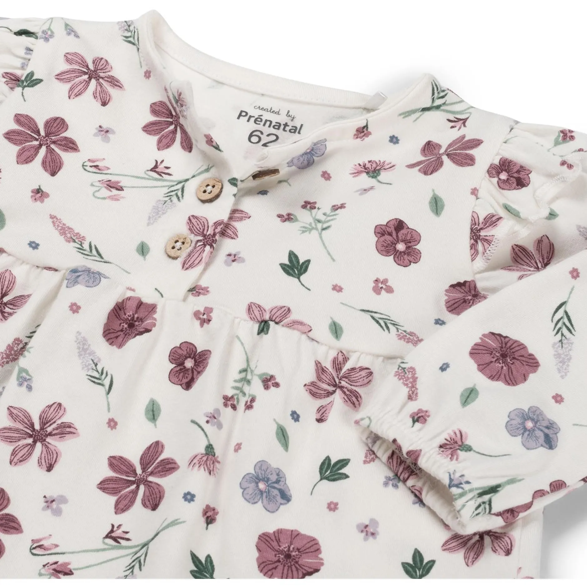 Jurken & Rokken|Jurken & Rokken*Prénatal newborn jurk lange mouwen bloemen multi Ivory White