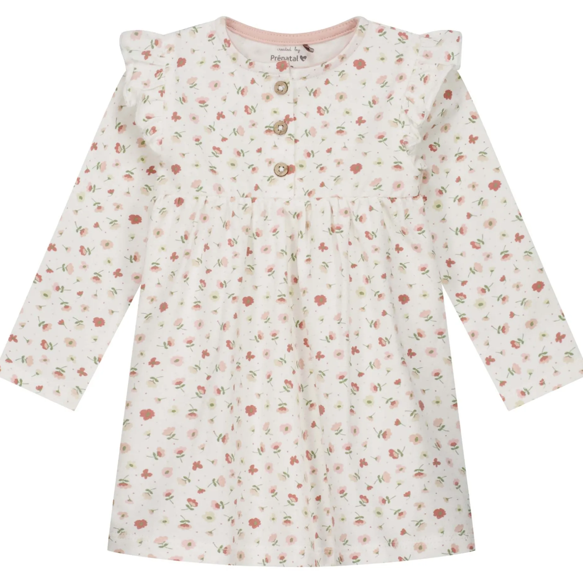 Jurken & Rokken|Jurken & Rokken*Prénatal newborn jurk lange mouwen bloemen roze Powder Pink