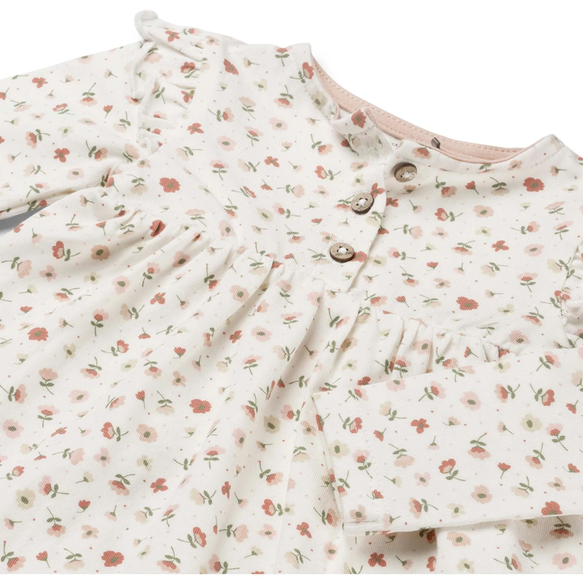 Jurken & Rokken|Jurken & Rokken*Prénatal newborn jurk lange mouwen bloemen roze Powder Pink