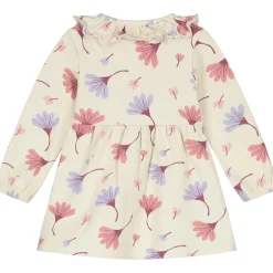 Jurken & Rokken|Jurken & Rokken*Prénatal newborn jurk lange mouwen all over print beige Dark Ecru