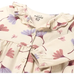 Jurken & Rokken|Jurken & Rokken*Prénatal newborn jurk lange mouwen all over print beige Dark Ecru