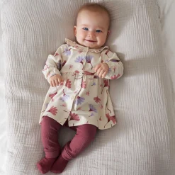 Jurken & Rokken|Jurken & Rokken*Prénatal newborn jurk lange mouwen all over print beige Dark Ecru