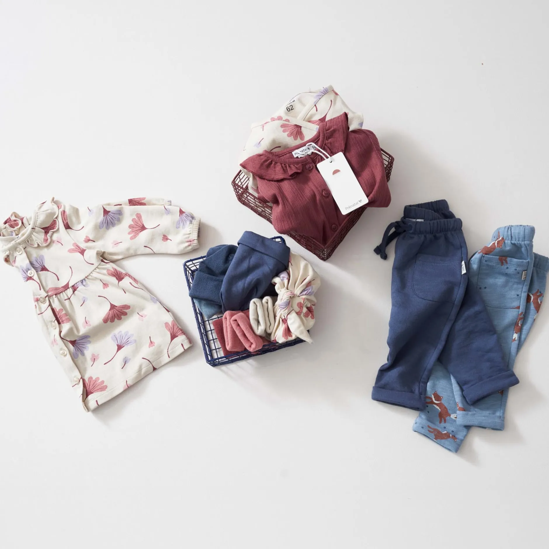 Jurken & Rokken|Jurken & Rokken*Prénatal newborn jurk lange mouwen all over print beige Dark Ecru