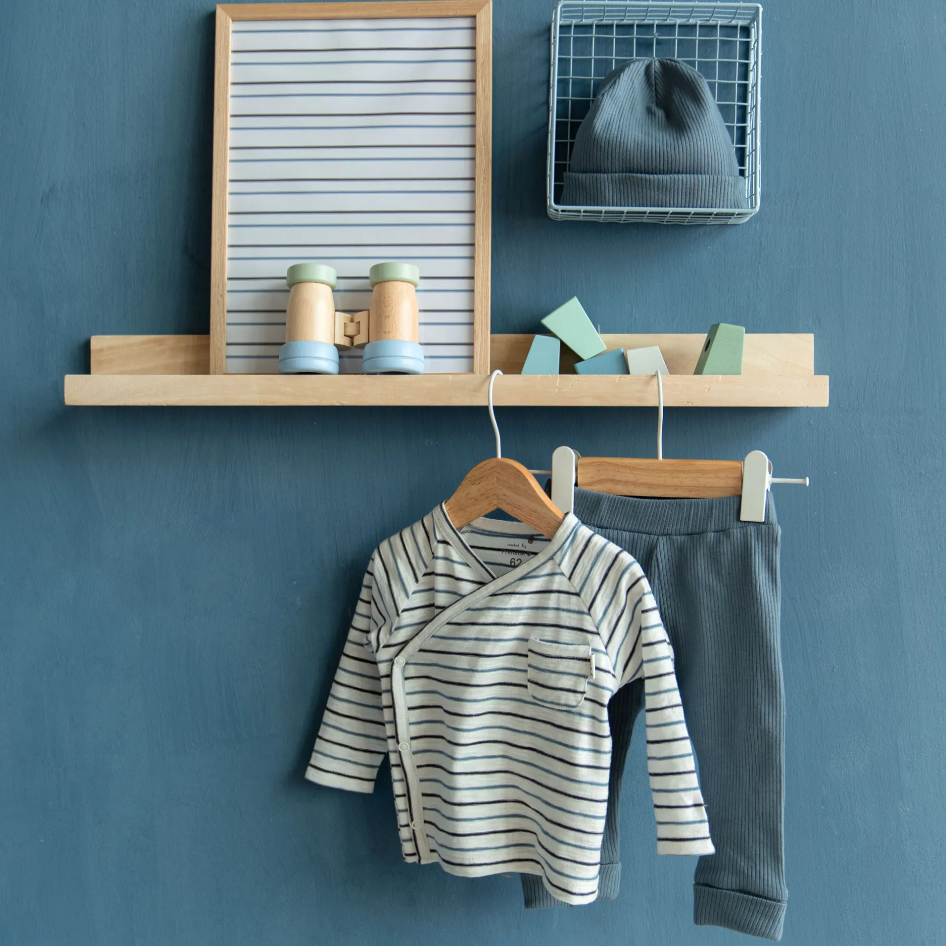 Accessoires|Accessoires*Prénatal newborn muts rib blauw Blue Grey
