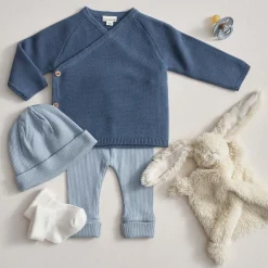 Accessoires|Accessoires*Prénatal newborn muts rib   blauw Steel Blue
