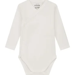 Rompers|Rompers*Prénatal newborn overslagromper rib lange mouwen effen wit Ivory White