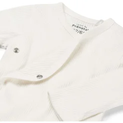 Rompers|Rompers*Prénatal newborn overslagromper rib lange mouwen effen wit Ivory White