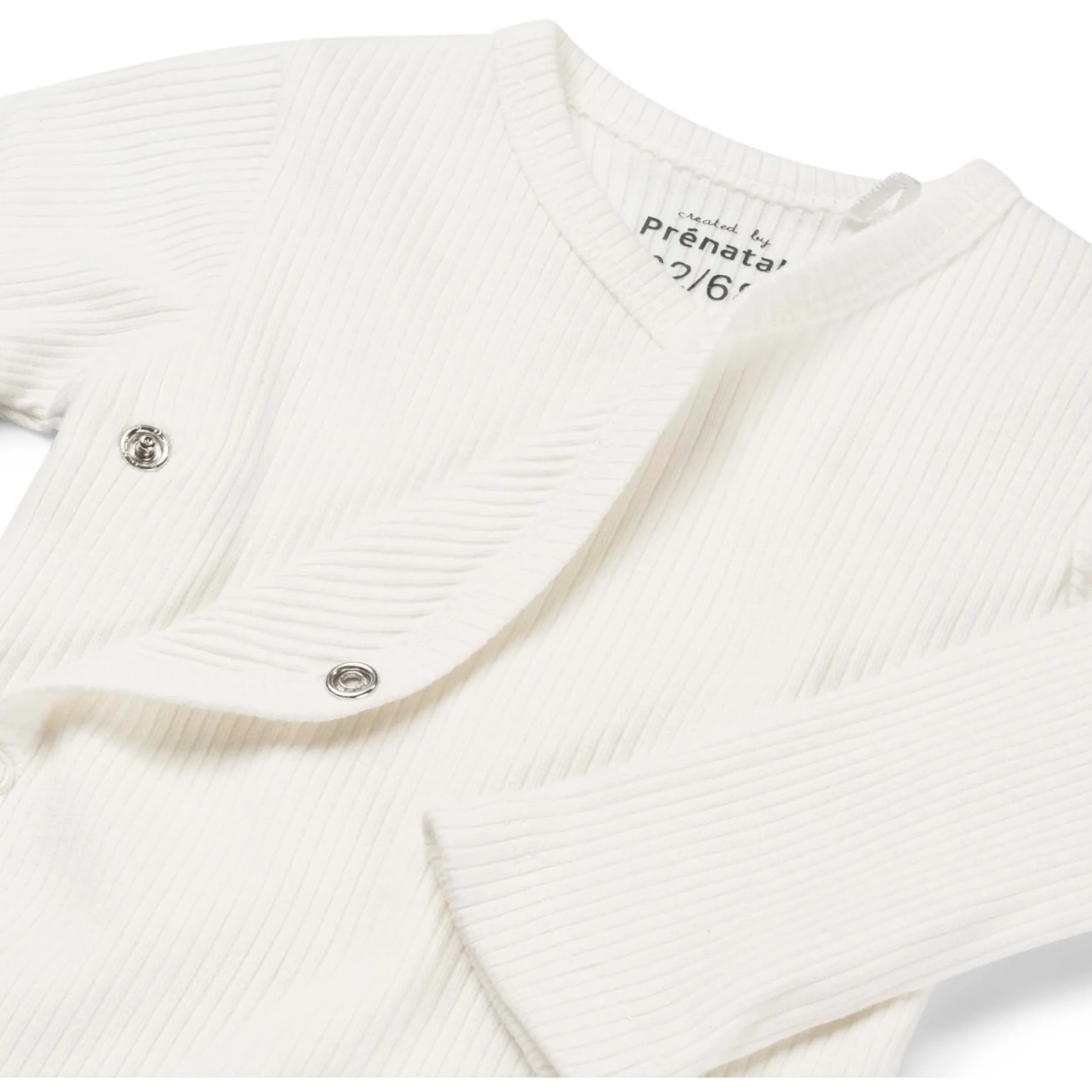 Rompers|Rompers*Prénatal newborn overslagromper rib lange mouwen effen wit Ivory White