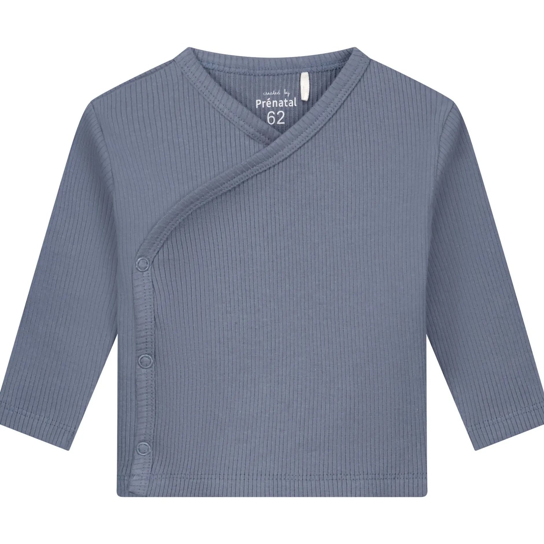 Shirts & Blouses|Shirts & Blouses*Prénatal newborn overslagshirt rib lange mouwen effen blauw Blue Grey