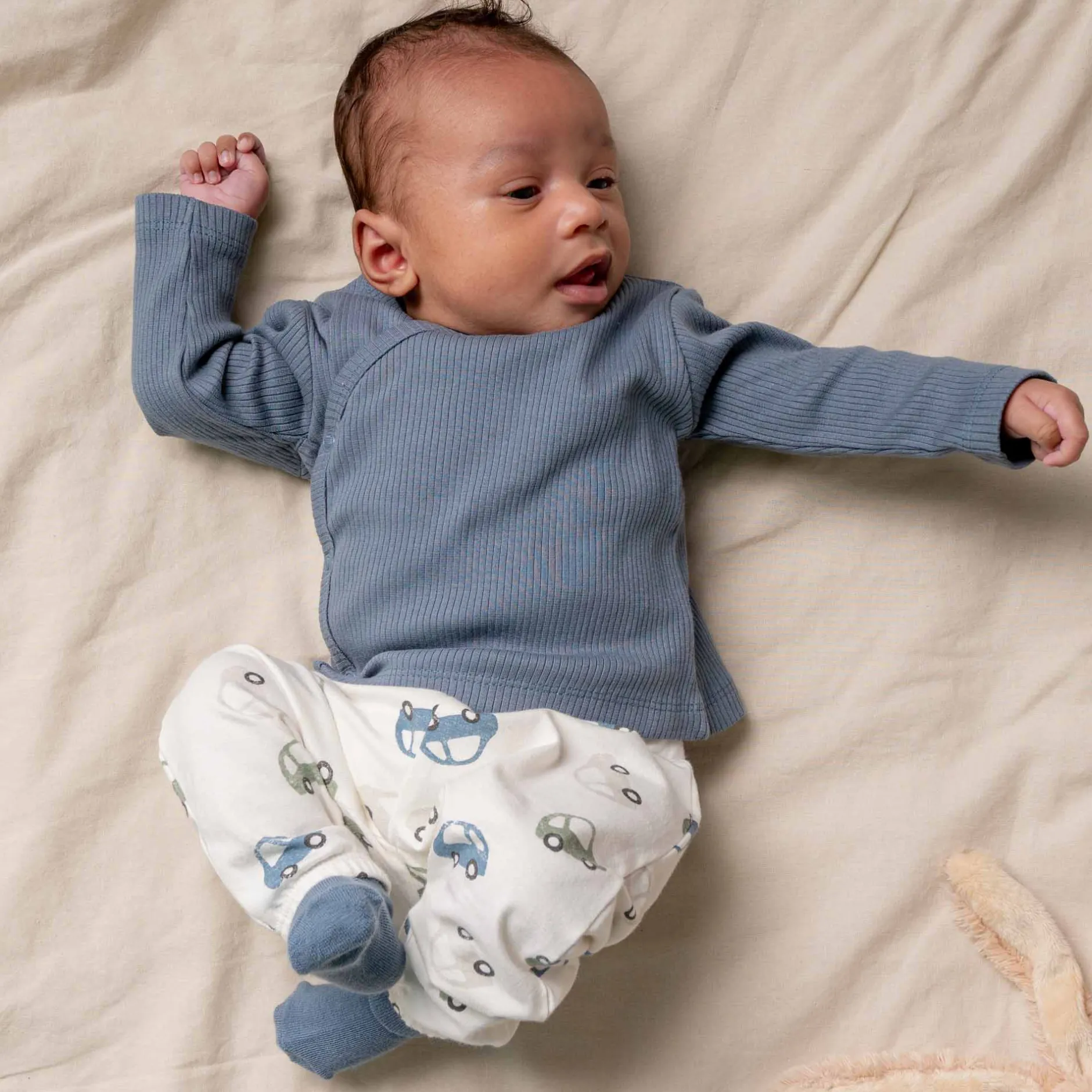 Shirts & Blouses|Shirts & Blouses*Prénatal newborn overslagshirt rib lange mouwen effen blauw Blue Grey