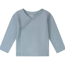 Shirts & Blouses|Shirts & Blouses*Prénatal newborn overslagshirt rib lange mouwen effen blauw Steel Blue