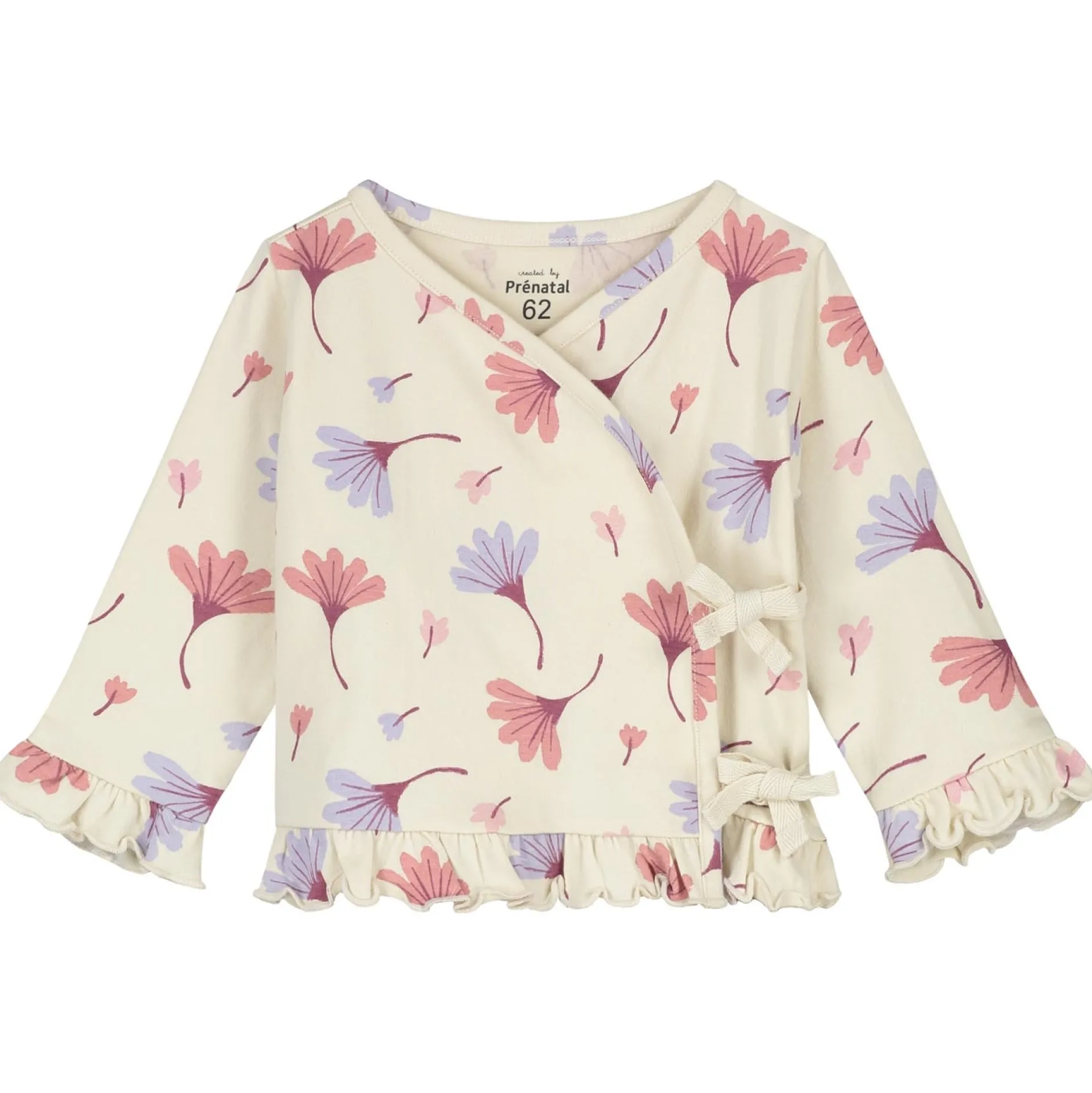 Shirts & Blouses|Shirts & Blouses*Prénatal newborn overslagshirt lange mouwen all over print beige Dark Ecru