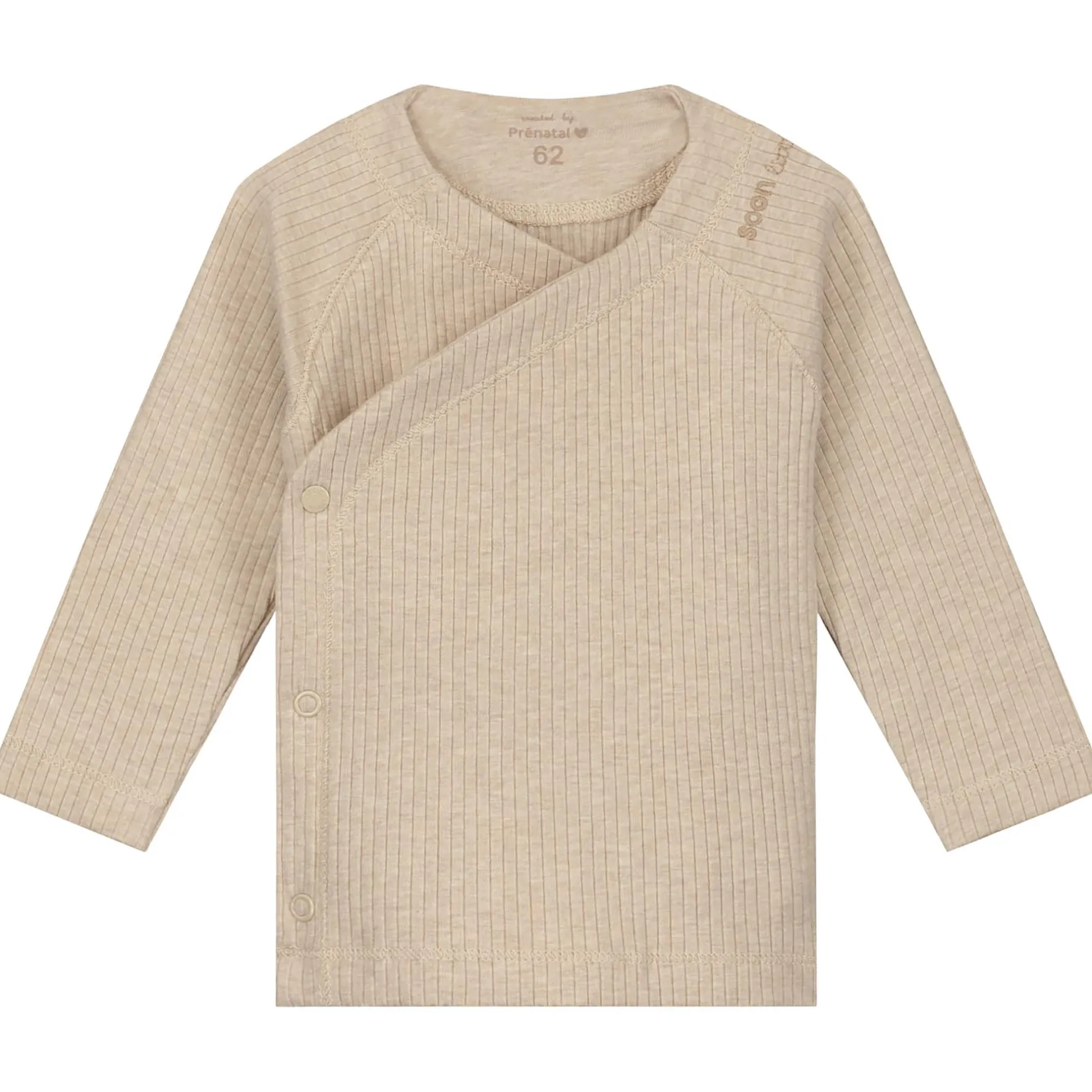 Shirts & Blouses|Shirts & Blouses*Prénatal newborn overslagshirt rib lange mouwen effen beige Beigebrown