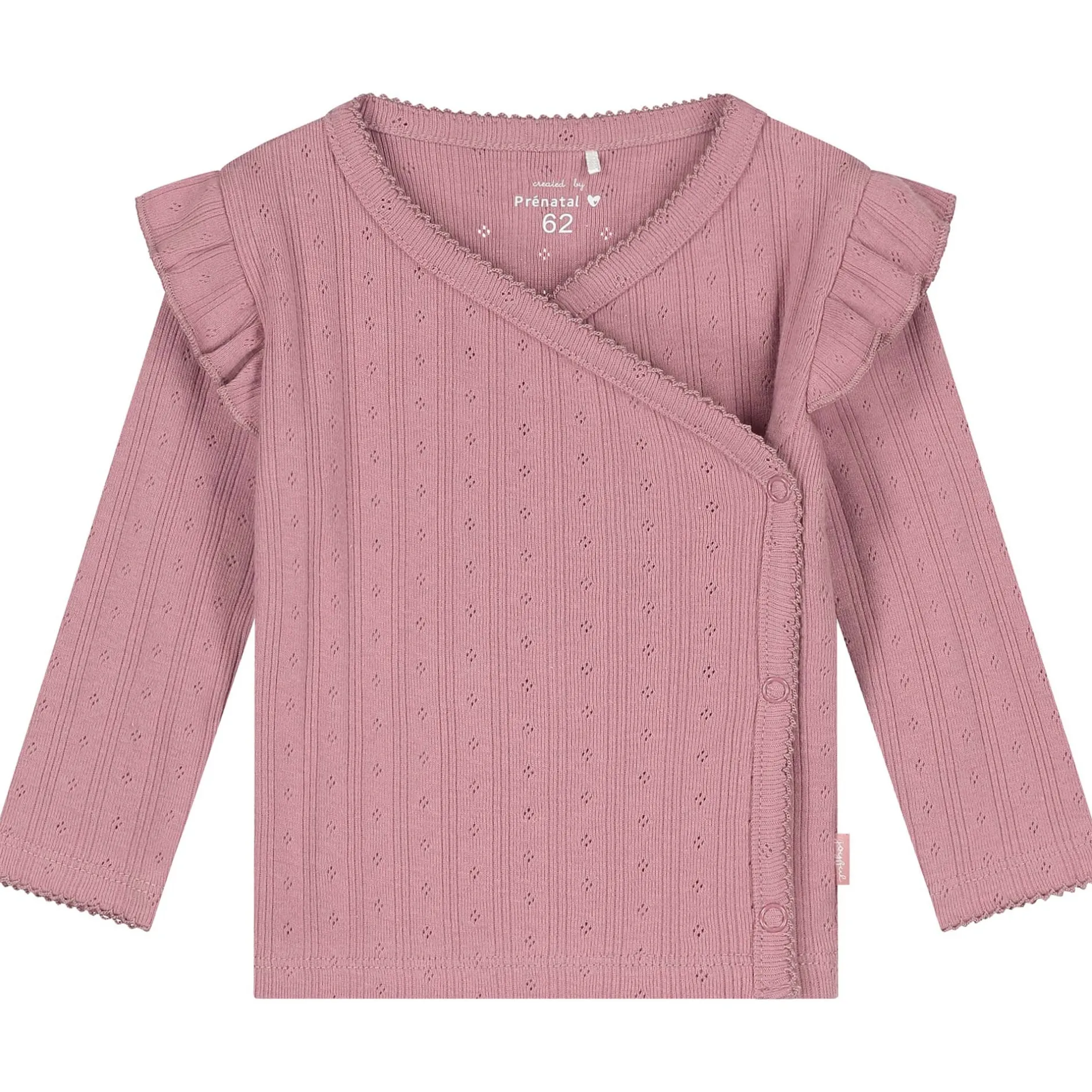 Shirts & Blouses|Shirts & Blouses*Prénatal newborn overslagshirt ajour lange mouwen effen roze Violet Pink