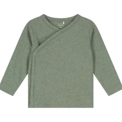 Shirts & Blouses|Shirts & Blouses*Prénatal newborn overslagshirt lange mouwen effen groen Dark Green Melange