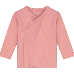 Shirts & Blouses|Shirts & Blouses*Prénatal newborn overslagshirt rib lange mouwen effen roze Dark Pink